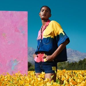 Authentic Versace Tie-Dye Jean Shorts.